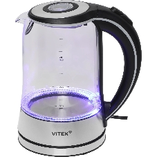Чайник электрический Vitek VT-WK1009 1.7л. 2200Вт черный/серый корпус: стекло