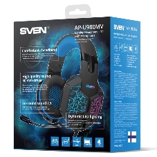 Гарнитура Sven AP-U980MV синий-чёрный, проводная, USB