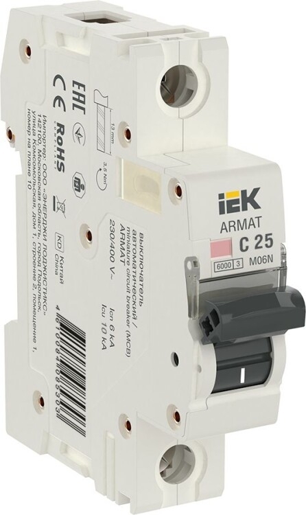 Выключатель автоматический 1п C 25А M06N ARMAT IEK AR-M06N-1-C025