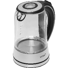 Чайник электрический Vitek VT-WK1009 1.7л. 2200Вт черный/серый корпус: стекло