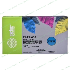 Картридж струйный Cactus CS-F9J65A (728XL) желтый (130 мл) для HP DJ T730/T830