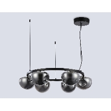 Подвесной светодиодный светильник Ambrella light LH12003/6 BK/GD/SM черный/золото/дымчатый 36W 3000K D760*175