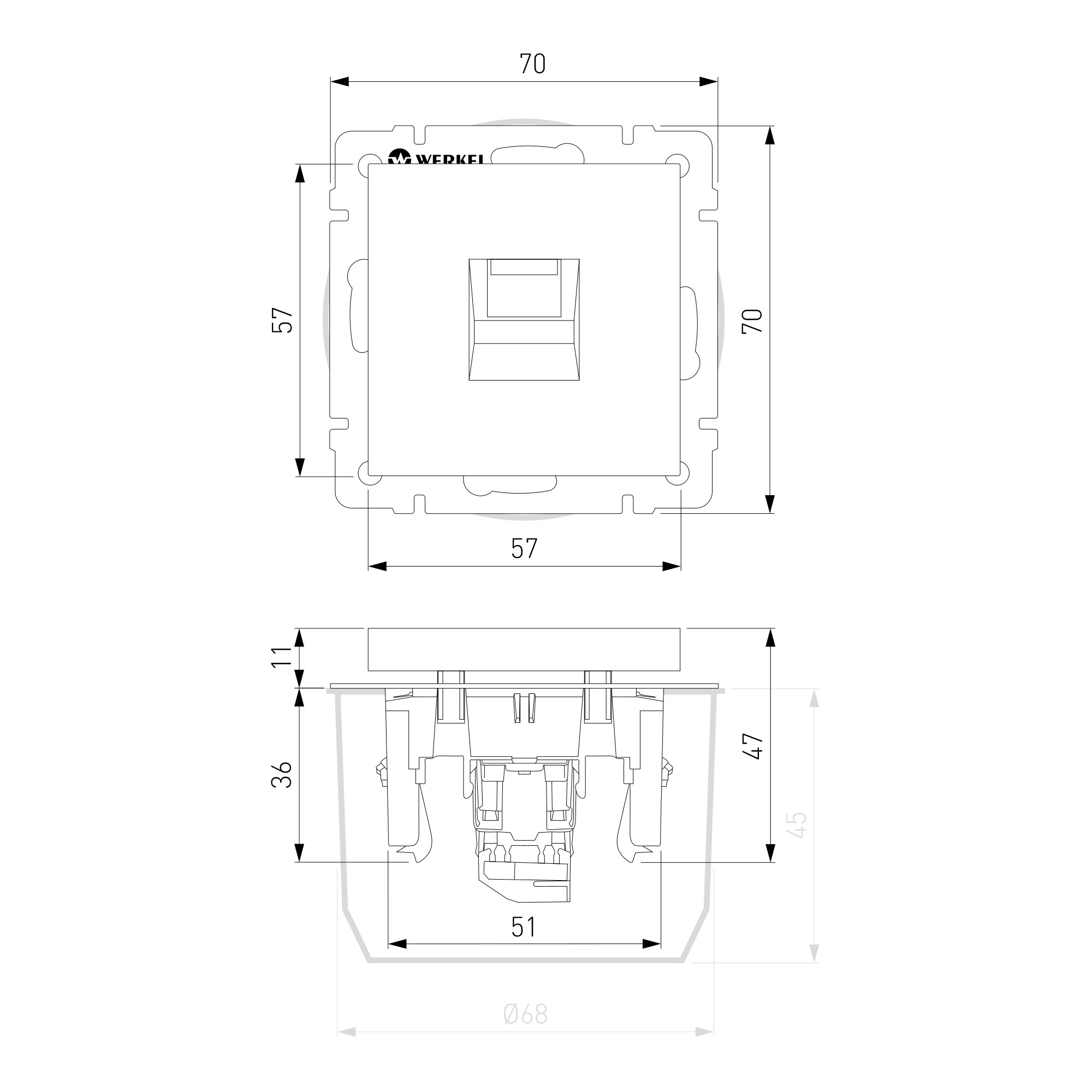 Розетка Ethernet RJ-45 (графит акрил)
