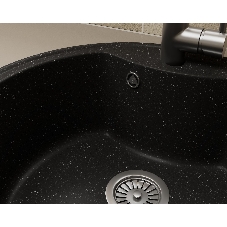 Мойка для кухни BAU Dream Black stone D 51, выпуск с сифоном в комплекте, черный камень