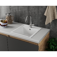 Мойка для кухни BAU Stil White snow 45х50, выпуск с сифоном в комплекте, белый снег