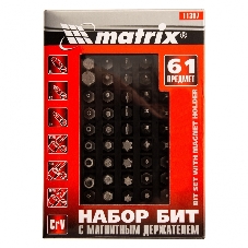 Набор бит Matrix с магнитным держателем, CrV, 61шт