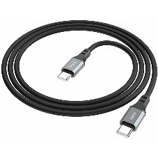 Кабель USB2.0 Hoco Type-C/Type-C, 3А, 60Вт, силиконовая оплетка, X86, 1м, черный, коробка