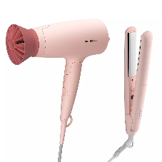Набор для укладки волос Фен Philips BHP398/00 розовый, 1600 Вт, компактный + выпрямитель