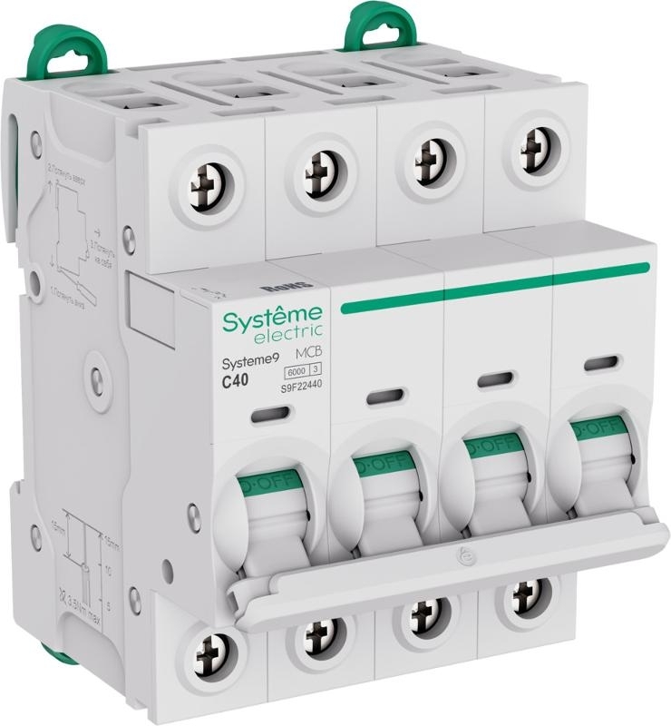 Выключатель автоматический 4П 40А характеристика C 6кA 400В Systeme Electric Systeme9 (кратно 1)
