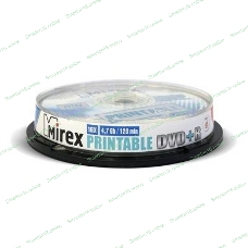 Диск DVD+R Mirex 4.7 Gb, 16x, Cake Box (10), Ink Printable (10/300)