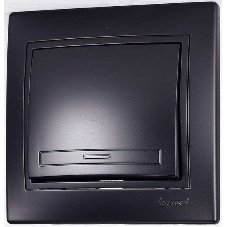 Выключатель 1-кл. 1п СП Мира 10А IP20 со вставкой черный бархат LEZARD 701-4242-100