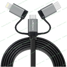 Кабель Crown USB - microUSB/USB Type-C/Lightning CMCU-3182 черный