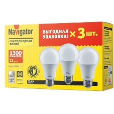 Лампа светодиодная Navigator NLL-A60-15-230-4K-E27 15 Вт грушевидная 4000К белый E27 1200 лм 176-264В