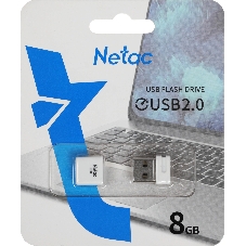 Флешка USB Netac U116 (NT03U116N-008G-20WH), 8Gb, USB 2.0, R/W 70/30, белый