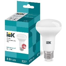 Лампа светодиодная IEK LLE-R63-8-230-40-E27 ECO R63 8Вт 4000К белый E27 720лм 230-240В