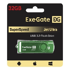 Exegate EX302051RUS USB-флеш накопитель ExeGate Jet Ultra 32GB зеленый (USB3.0/=USB3.1 Gen1/=USB3.2 Gen1 5Gbps, пластик/металл)