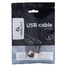Кабель USB2.0 Cablexpert CCP-USB2-AMBM-1M, AM/BM, медь, двойной экран, Pro, 1м, черный, пакет