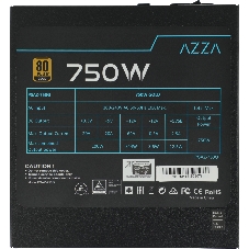 Блок питания Azza PSAZ-750G, 750Вт, 80 PLUS Gold, 120мм, модульный, черный