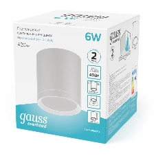 Светильник Gauss Overhead накл цил 6W 420lm 4100K 170-240V IP20 68x75мм белый с расс LED