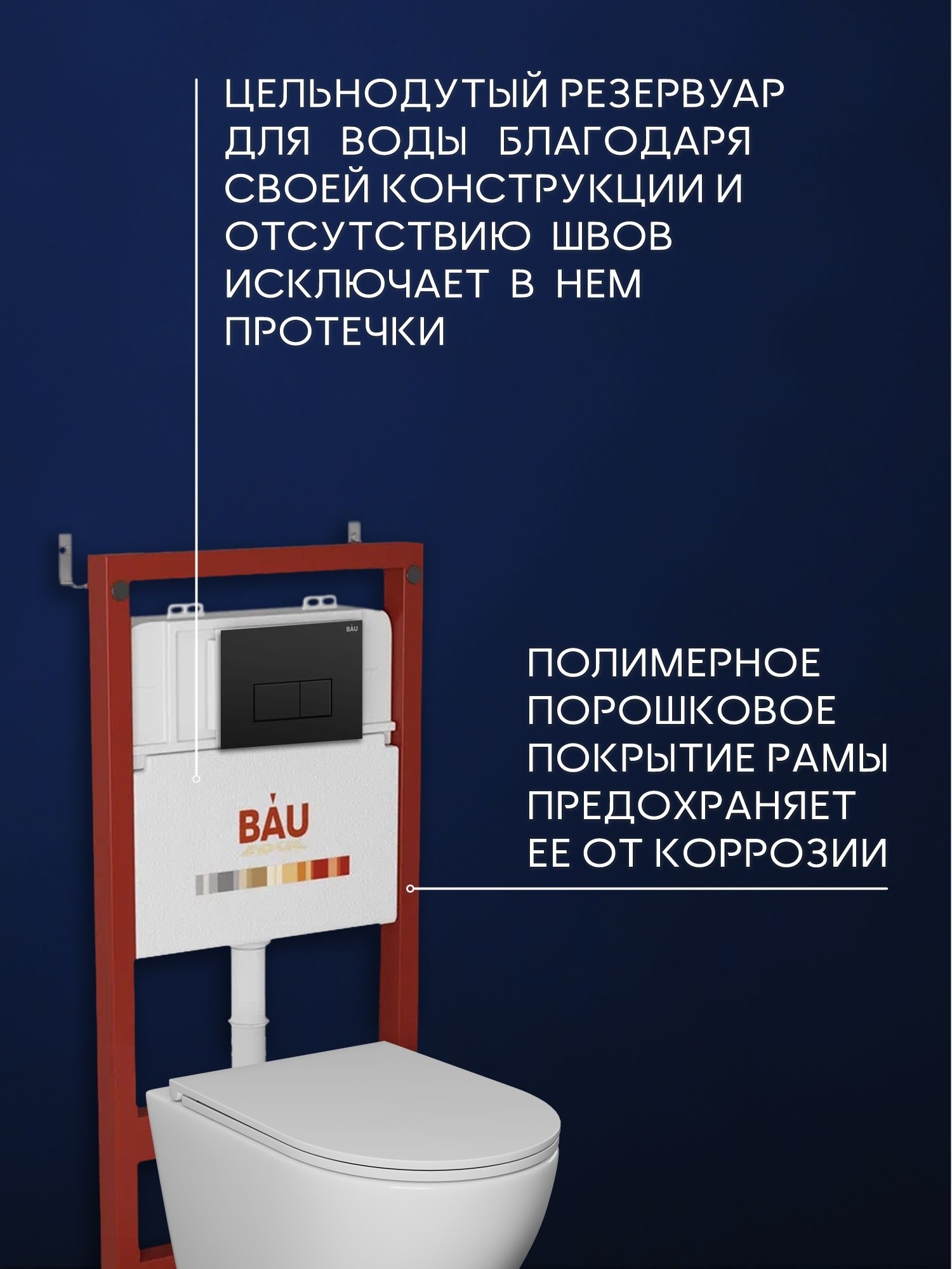 Комплект BAU 6 в 1: инсталляция BAU PRO для подвесного унитаза, унитаз подвесной безободковый торнадо обратного потока Bau Dream 52х36 Hurricane-5, сиденье быстросъемное микролифт, кнопка смыва BAU Hotel , черная матовая