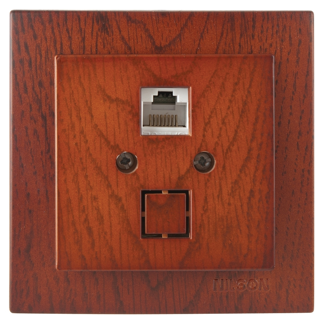 Nilson Роз. компьютерная 1-местн. СУ, (RJ45 CAT5), ТУРАН ДЕРЕВО (TOURAN WOOD), черешня (24261044)