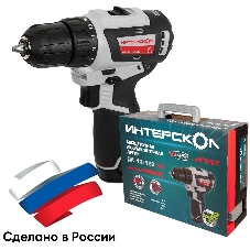 Дрель-шуруповерт ИНТЕРСКОЛ ДА-10/12В 38, 12 В, 3 Ач, 38 Нм, бесщеточный