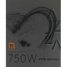 Блок питания Azza PSAZ-750G, 750Вт, 80 PLUS Gold, 120мм, модульный, черный