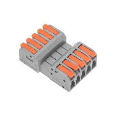 Клемма Rexant СМК 222-425R проходная разъемная 5 полюсов серый 0,2-2,5/4 мм² (20 шт/уп)