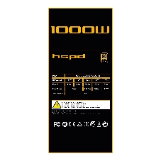 Блок питания Power Supply HSPD, 1000W 80 PLUS Gold (ATX, 3.1, PCIe 5.1, Full modular, 1x24(20+4)pin 600мм, 2xCPU 8(4+4)pin 700мм, 2xPCIe*2 8(6+2)pin 550+150мм, 1x12V(2x6) 12+4pin 600W 550мм 2xSATA*3 500+150+150мм, 1xMOLEX4pin*3+FDD 500+150+150+150мм, Active, 120x120мм, 150x140x86мм, APFC, OVP, UVP, SCP, OCP, OTP, OPP, NLO, SIP, black)