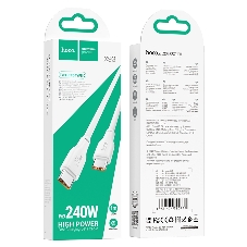 Кабель USB2.0 Hoco Type-C/Type-C, 5А, 240Вт, X93, 1м, белый, коробка