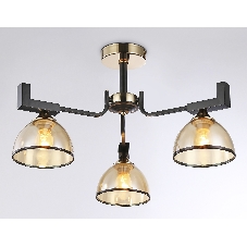 Светильник Ambrella light TR9098/3 BK/GD/TI черный/золото/янтарь E27*3 max 40W D600*316