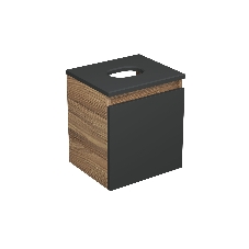 Тумба Bau Dream Blackwood 35 с ящиком, графит, раковина BAU Mini 24х24, смеситель для раковины высокий Hotel Still, нержавеющая сталь, выпуск клик клак, белый