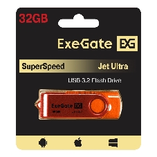 Exegate EX302053RUS USB-флеш накопитель ExeGate Jet Ultra 32GB оранжевый (USB3.0/=USB3.1 Gen1/=USB3.2 Gen1 5Gbps, пластик/металл)