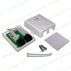 Настенная розетка, 2 порта RJ-45 категории 6, UTP, белая