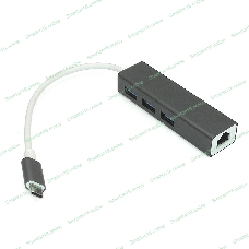 Адаптер Type-C на USB 3.0*3 + RJ45, серый