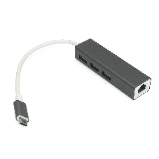 Адаптер Type-C на USB 3.0*3 + RJ45, серый Адаптер Type-C на USB 3.0*3 + RJ45, серый