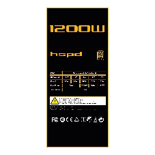Блок питания Power Supply HSPD, 1200W 80 PLUS Gold (ATX, 3.1, PCIe 5.1, Full modular, 1x24(20+4)pin 600мм, 2xCPU 8(4+4)pin 700мм, 2xPCIe*2 8(6+2)pin 550+150мм, 1x12V(2x6) 12+4pin 600W 550мм 3xSATA*3 500+150+150мм, 1xMOLEX4pin*3+FDD 500+150+150+150мм, Active, 120x120мм, 150x140x86мм, APFC, OVP, UVP, SCP, OCP, OTP, OPP, NLO, SIP, black)