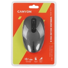 Мышь беспроводная Canyon MW-9 серый, 1600 dpi, радиоканал, Bluetooth, USB, кнопки - 6
