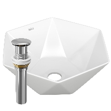 Раковина накладная на столешницу BAU Crystal 40х40, белая + выпуск клик-клак, хром