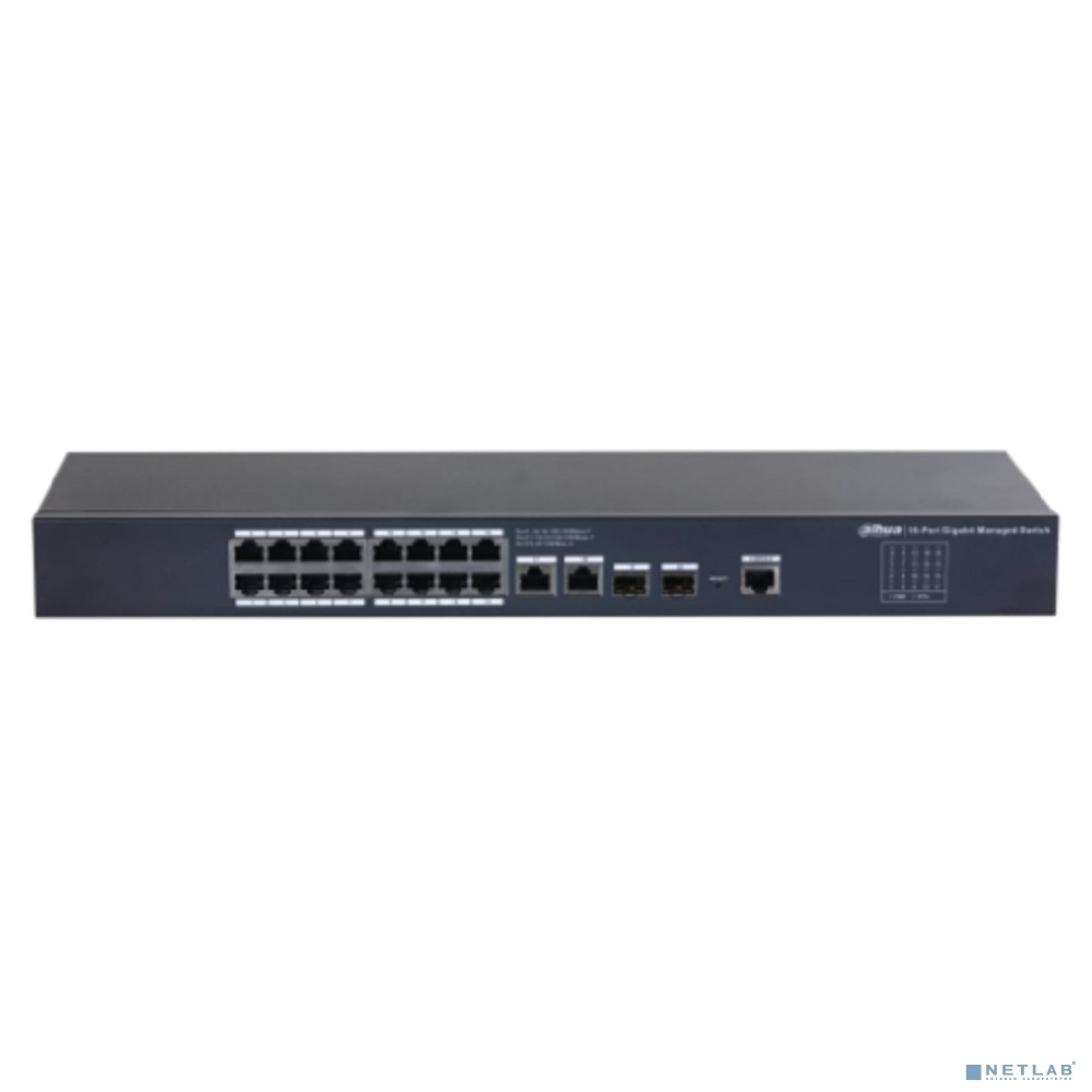 Коммутатор 20-портовый управляемый Dahua DH-SG4020, уровень L2, 18xRJ45 1Gb, 2xRJ45 1Gb uplink, коммутация 56 Гбит/с, MAC-таблица 8K, металл