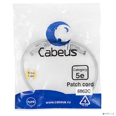Шнур коммутационный Cabeus, кат. 5е, неэкр., U/UTP, RJ45/RJ45, LSZH, AWG24, 0.5м, серый