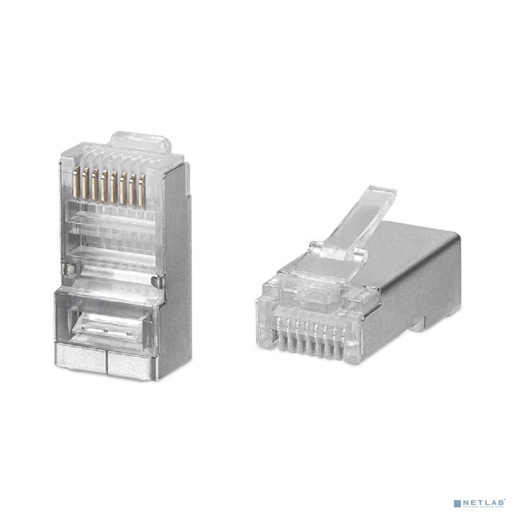 Коннектор RJ-45 Cabeus 8P8C-SH-C6-FC быстрой установки под витую пару, категория 6, экранированный, для многожильного кабеля, для проводников с толщиной по изоляции до 1,05 мм