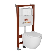 Комплект BAU 6 в 1: инсталляция BAU PRO, унитаз подвесной безободковый торнадо обратного потока Bau Dream 52х36 Hurricane-2, сиденье дюропласт микролифт, кнопка смыва BAU Soul, белая