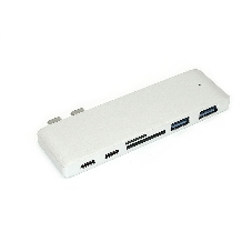 Адаптер сдвоенный Type-C на USB 3.0*2 + Type-C* 2 + SD/TF для MacBook, серебристый Адаптер сдвоенный Type-C на USB 3.0*2 + Type-C* 2 + SD/TF для MacBook, серебристый