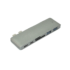 Адаптер сдвоенный Type-C на USB 3.0*2 + Type-C* 2 + SD/TF для MacBook, серый