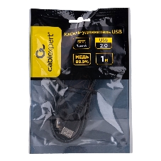 Кабель-удлинитель USB2.0 Cablexpert CCP-USB2-AMAF-1M, AM/AF, медь, двойн.экран, Pro, 1м, черный, пакет