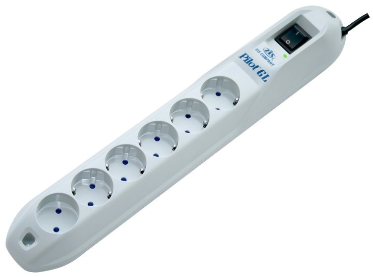 Сетевой фильтр Pilot GL 6 розеток (5 евро + 1 без заземления) 3 м Surge protector Pilot GL 6 outlets (5 euro + 1 without ground) 10A/2.2kVt, 3m
