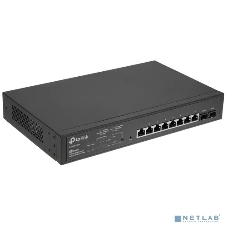 Коммутатор TP-Link JetStream 10-Port Gigabit Smart Switch with 8-Port PoE+, 8× Gigabit PoE+ Ports, 2× Gigabit SFP Slots, 802.3at/af, 150 W PoE Power, 1U 13-inch Rack-mountable Steel CaseIntegration with Omada SDN Controller, 802.1Q VLAN, STP/RSTP/MSTP, IGMP Snoopi
