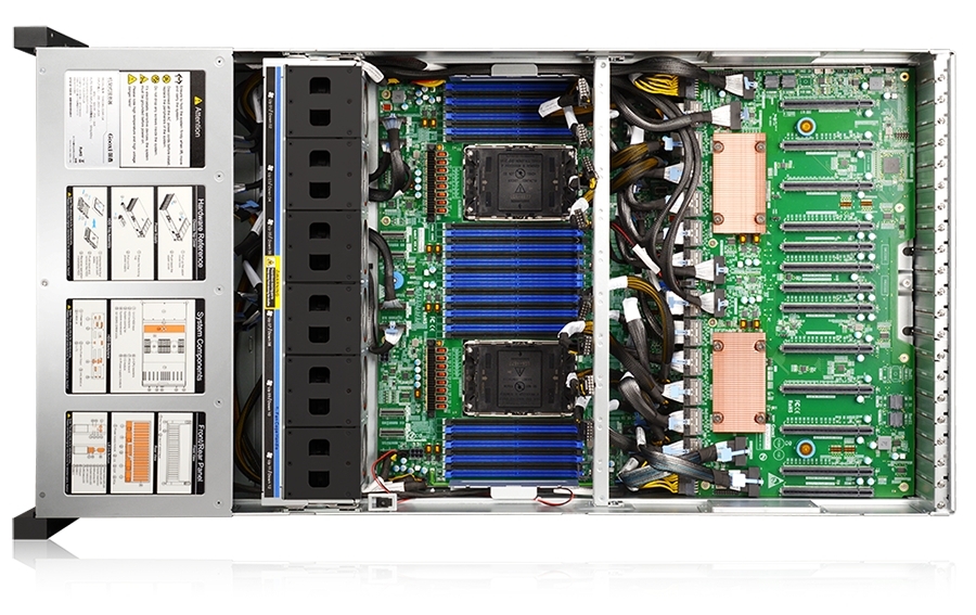 Серверная платформа Gooxi SY4108G-D24R-G4 GPU solution 4U 24bay server platform based on Gen 4th, 4* 2700W PSU, EU power cables, 4*GPU cables for H200, rail kits