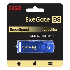 Exegate EX302050RUS USB-флеш накопитель ExeGate Jet Ultra 32GB синий (USB3.0/=USB3.1 Gen1/=USB3.2 Gen1 5Gbps, пластик/металл)
